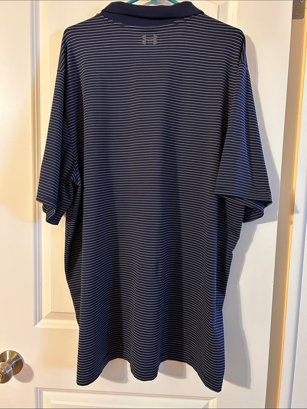 Under Armour Navy and White Striped Performance Polo - Picture 4 of 6